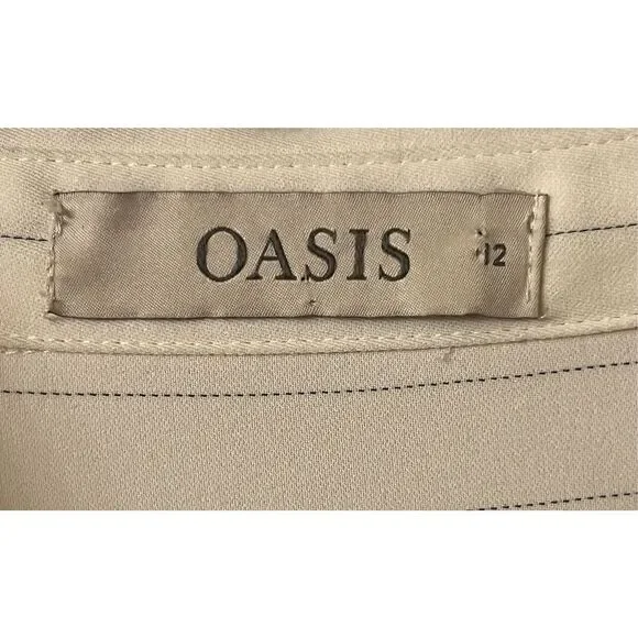 OASIS Women's White With Black Pinstripe Button-Up Long Midi Shirt Dress US 8 - Picture 7 of 12